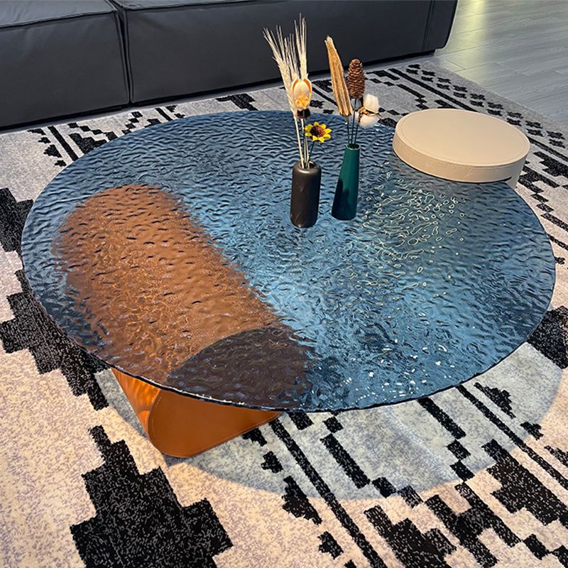 Round Clear Glass Coffee Table Double Pedestal Base 1 Single Cocktail Table