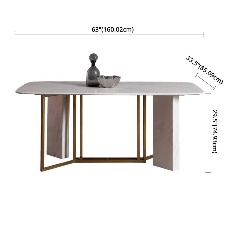 Glam Style Sintered Stone Dining Table with White Rectangle Shape Table for Home Use