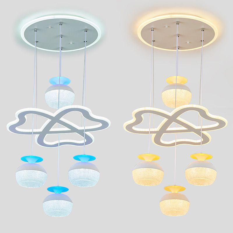 Modern 5-licht hanglamp Licht armatuur Wit wijnglas en klaver multi-plafondlicht met acrylschaduw