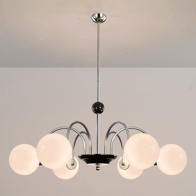 Contemporary Style Spherical Shape Chandelier Lights Glass Chandelier Lighting in Silver