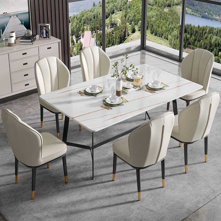Silla lateral de metal contemporánea, silla sin brazos con respaldo de cojín para comedor