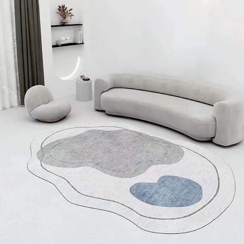 Green Line Rug Polyester Casual Area Rug Non-Slip Backing Rug for Drawing Room