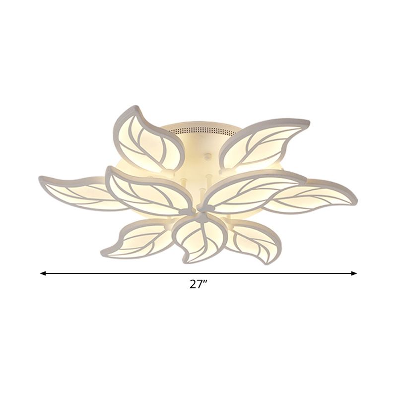 1/2-Tier Leaf Acrylic Flush Light Fixture Contemporary White LED Ceiling Lamp in Warm/White Light, 22"/27" Wide