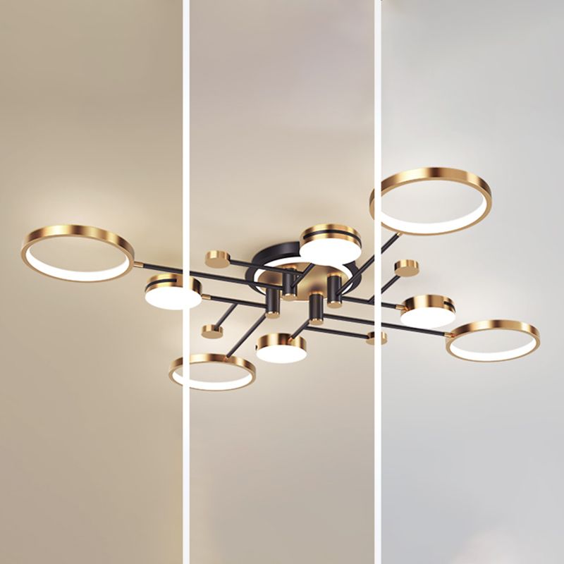 New Modern Metal Flush Light Sputnik Semi Flush Ceiling Light Fixtures for Living Room