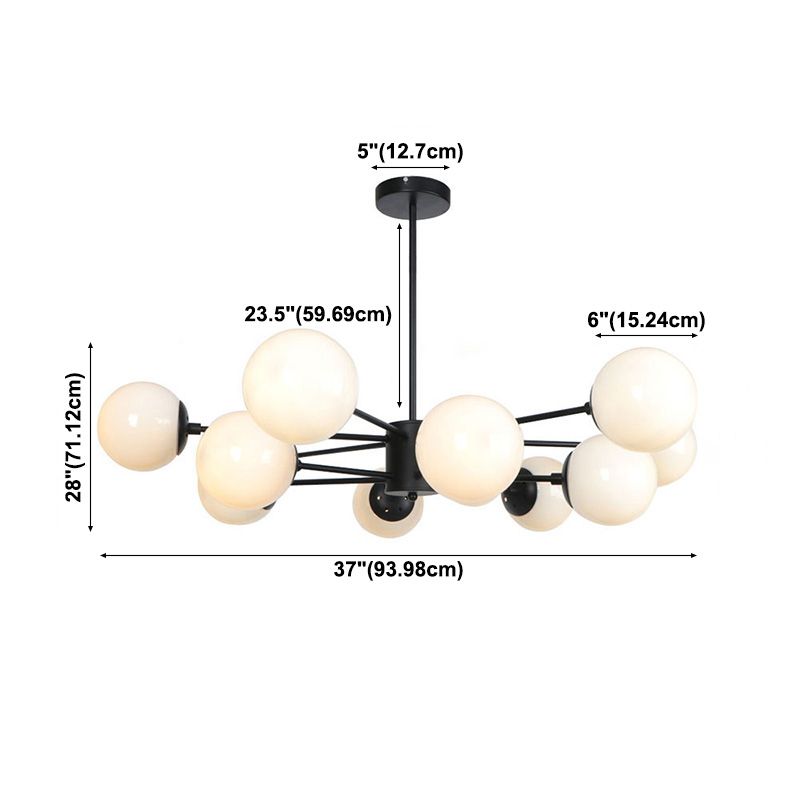 Lámpara de lámpara de araña colgante de múltiples luces de múltiples lámpara de vidrio de globo industrial luz colgante de vidrio
