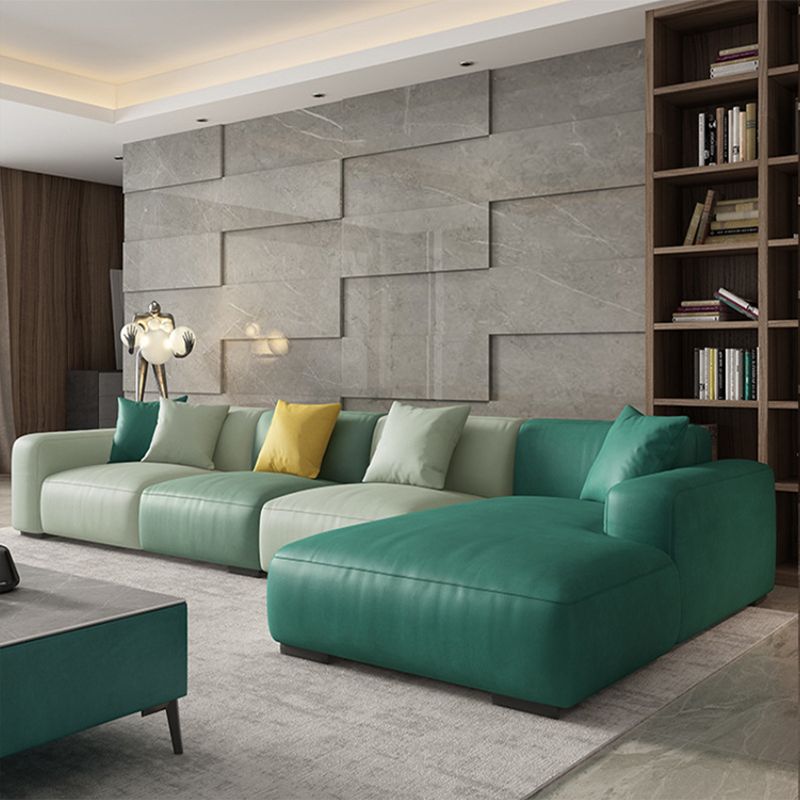 Stationary Faux Leather Living Room Square Arm Cushions Sofa