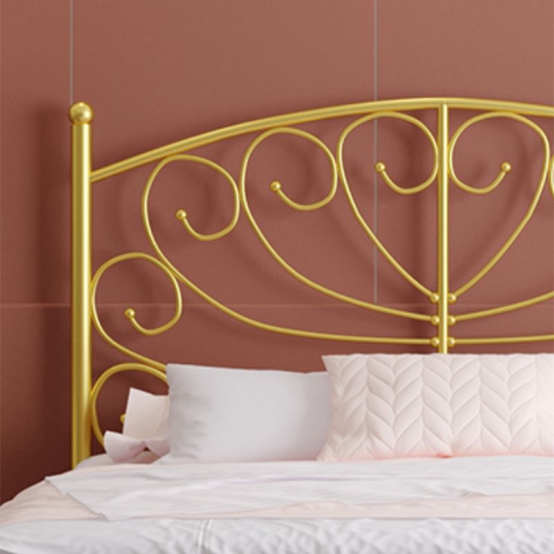 Modern Iron Open-Frame Bed with Arched Headboard and Metal Legs