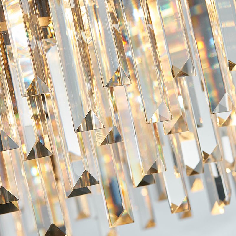 Lampada a sospensione della sala da pranzo ovale tradizionale cristallo a tre lampadario 8 luci illuminazione grigio lampadario