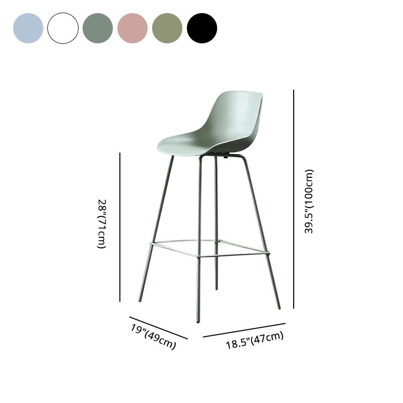 Contemporary Macaroon Counter Stools Armless Plastic Indoor Bar Stool with Iron Base