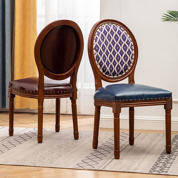 Solid Wood Country Style Dining Chair Matte Finish King Louis Back Side Chair