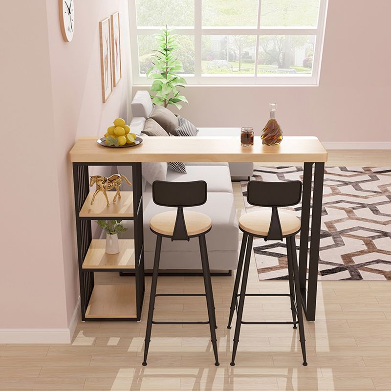 1/3 Pieces Modern Rectangular Pub Table Set Wooden Counter Table with High Stools