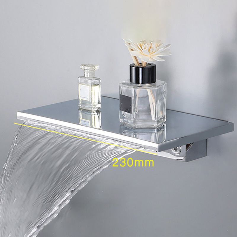 Wall Mounted Metal Waterfall Tub Filler Low Arc Bathroom Faucet
