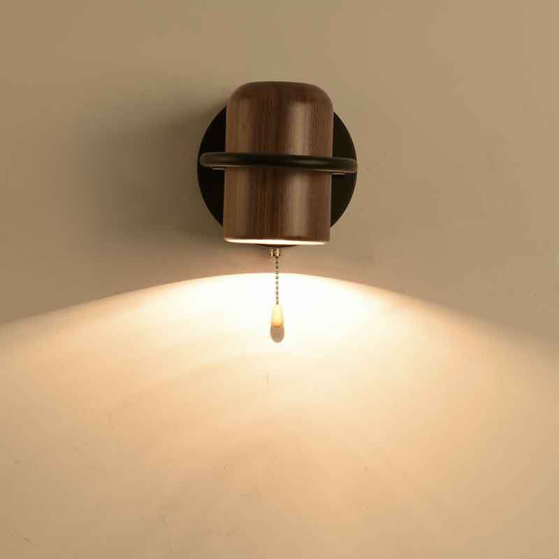 Modern Wood Reading Wall Mount Lamp Bedroom Wall Lighting Fixture with 1 Spotlight