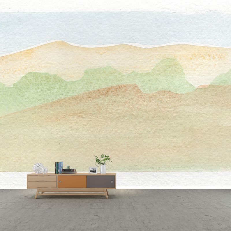 Abstract Watercolor Stain Resistant Mural Illustration Washable Sitting Room Wall Mural