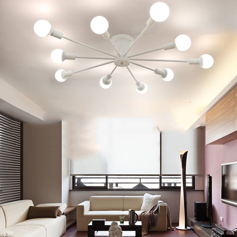 Lampada da soffitto Sputnik a semi-incasso a lampadina nuda in stile industriale creativo, apparecchio da soffitto in ferro laccato