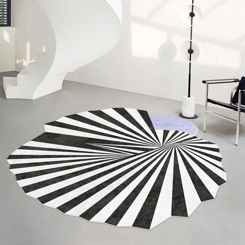 Schwarzes modernes Teppich Streifenmuster Polyester Fläche Teppich Fleckenfester Teppich für Wohnkultur