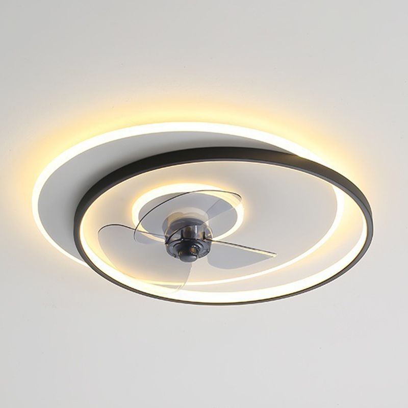 3-Blade White/Black Ceiling Fan Modern Metallic Fan with Light for Home