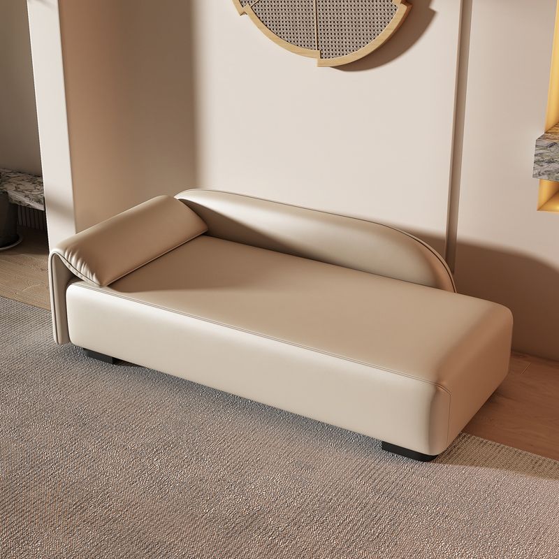 Scandinavian Upholstered Solid Color Genuine Leather One Armed Chaise