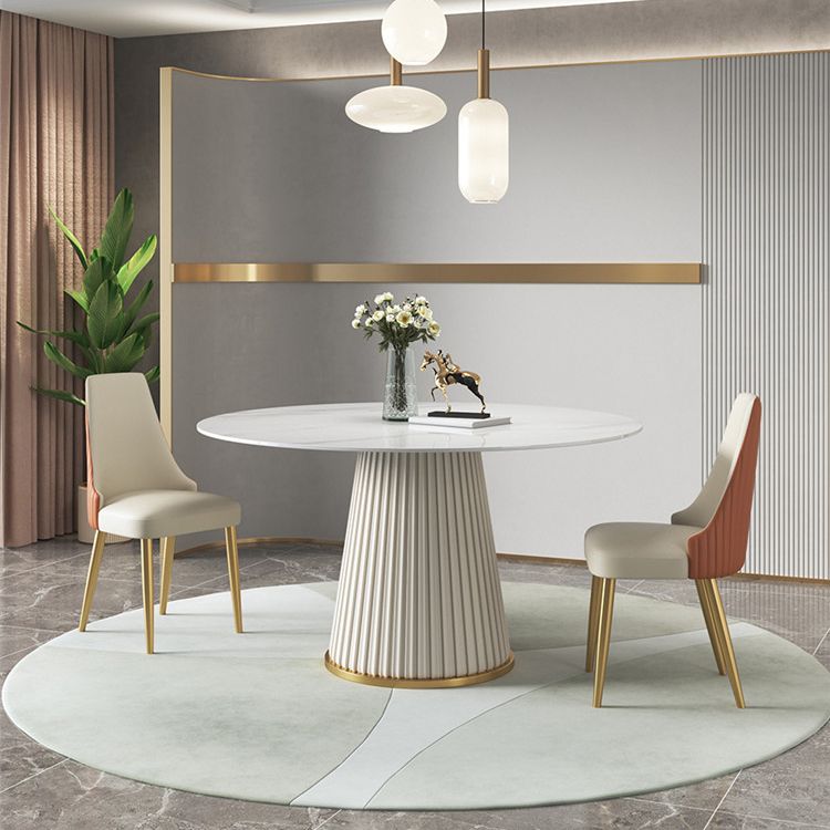 1/3/4/7 Pcs Metal Modern Dining Room Set with Round Table and Metal Base Dining Set