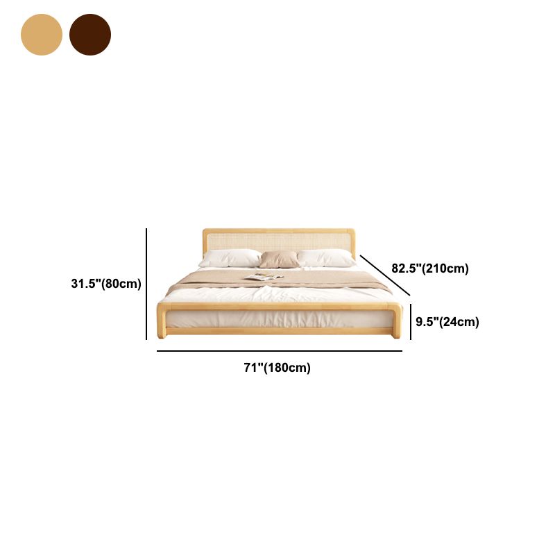 84.65 inch Wide Tropical Bed Frame Rubberwood Bed with Headboard