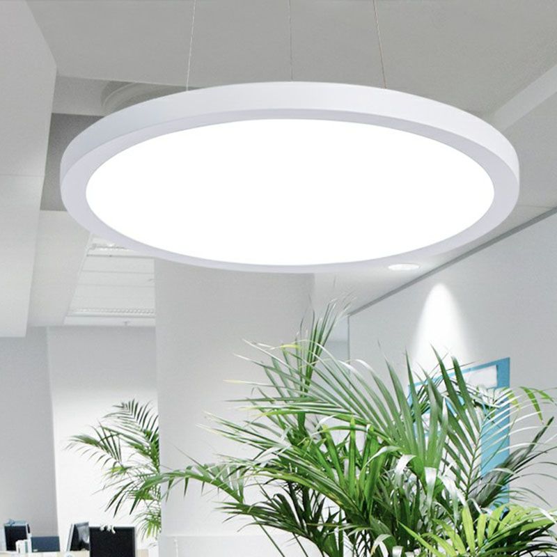 Round Chandelier Pendant Light Contemporary Acrylic Office LED Hanging Light in White