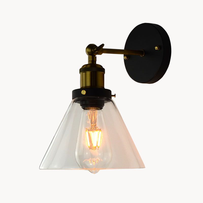 Industrielle vintage geometrische Wandlampe Schmiedeeisen -einzelnes Wandlicht mit klarem Glasschatten
