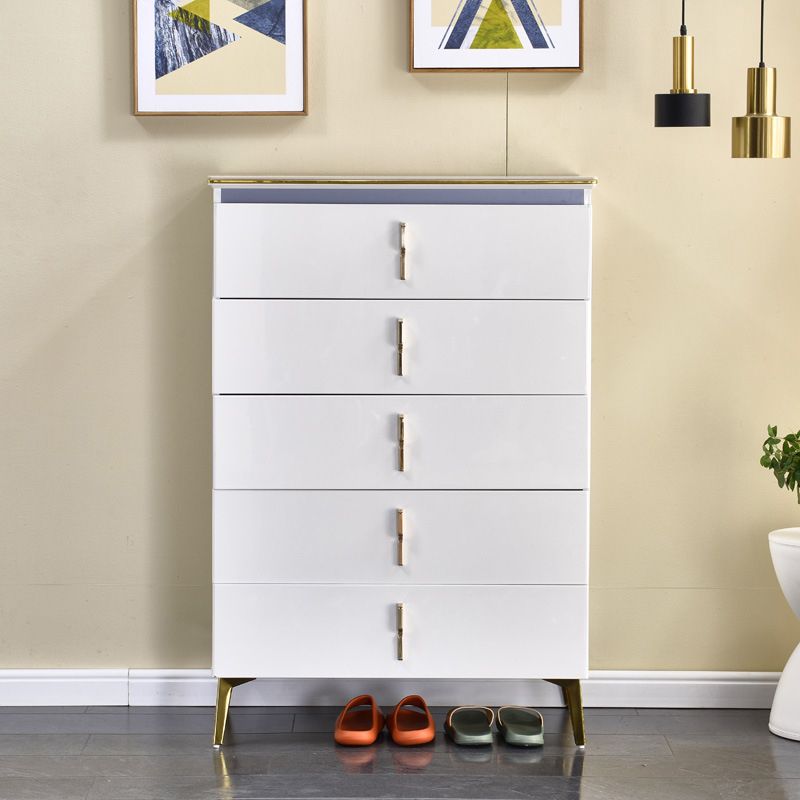 Glam Stone Chest 17.7" Wide Bedroom Chest in White with Drawers
