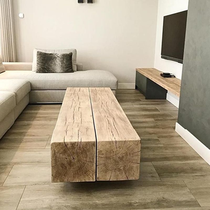 Solid Wood Coffee Table Living Room Scandinavian Coffee Table in Light Wood