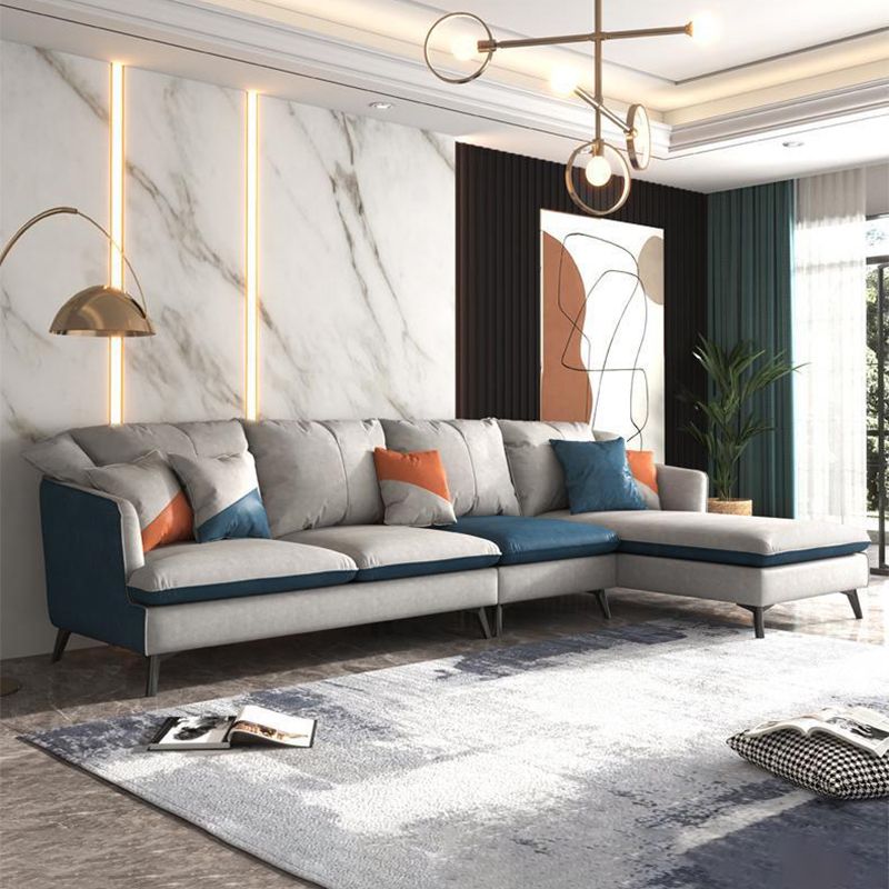 3/4-seater Faux Leather Sectional Recessed Arm Sectional Sofa