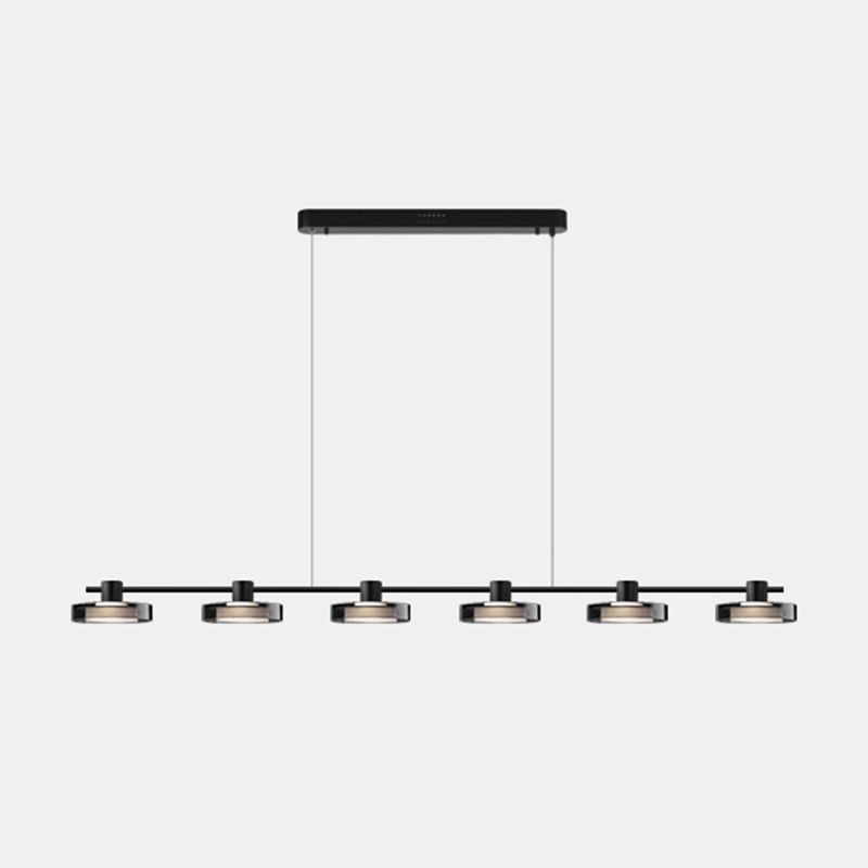 Metal and Glass Kitchen Island Lighting in Black Modern LED Ceiling Pendant