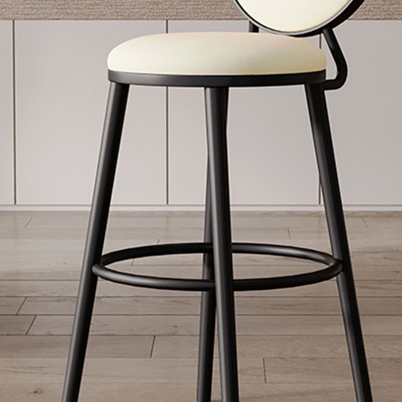 Industrial Backrest Counter Stool Iron Bar Stool with Cushion and Pedal for Kitchen