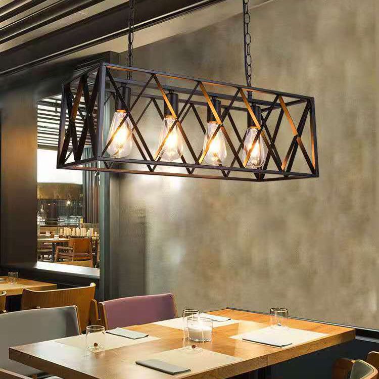 Metal Rectangular Shape Island Pendant Industrial Style Island Pendant Lighting