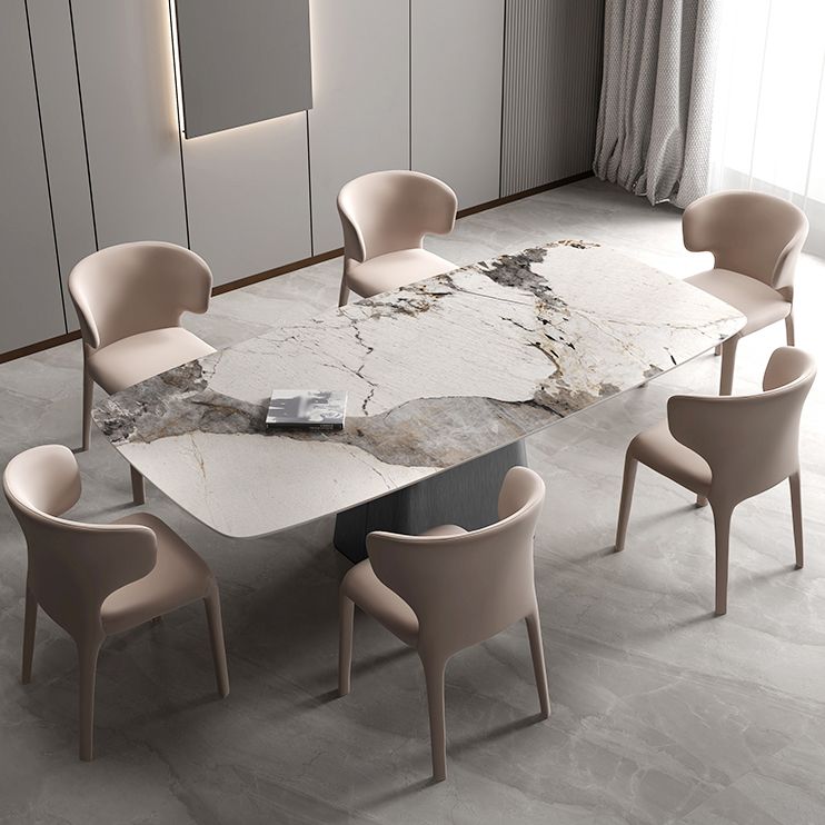 Designer Style 1/3/4/7 Pieces Dining Set Sintered Stone Dining Table with Leather Chairs