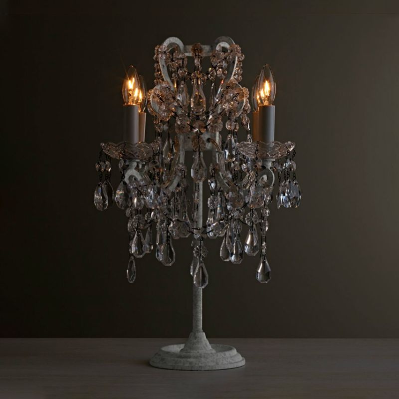 4 lampadine lampada da tavolo lampada da tavolo da tavolo retrò finitura chiara cristallo night luce per camera da letto