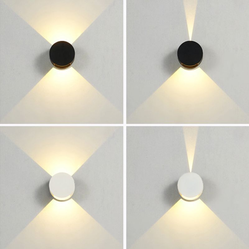 Circular Shape Wall Light Modern Style Metal 2 Lights Sconce in Black/White