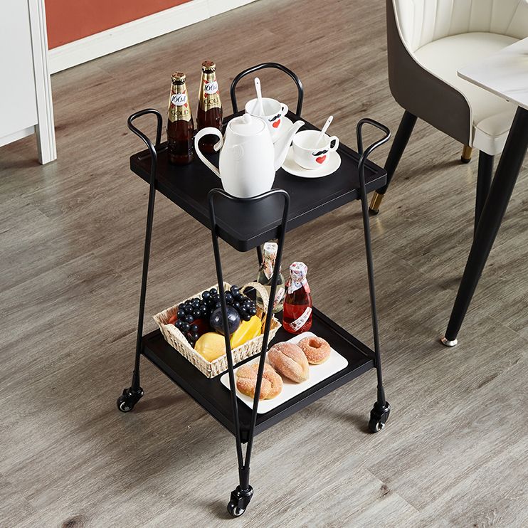 Modern Metal Prep Table Open Storage Rolling Prep Table for Dining Room