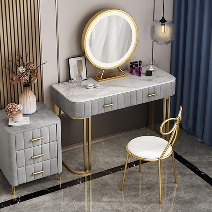 Glam 29.5" High Marble Top Vanity Dressing Table with 2 Drawers