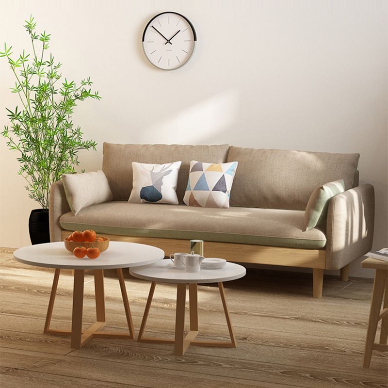 Loose Back 29.52" D x 29.92" H Sofa Slipcovered Wooden Linen Sofa