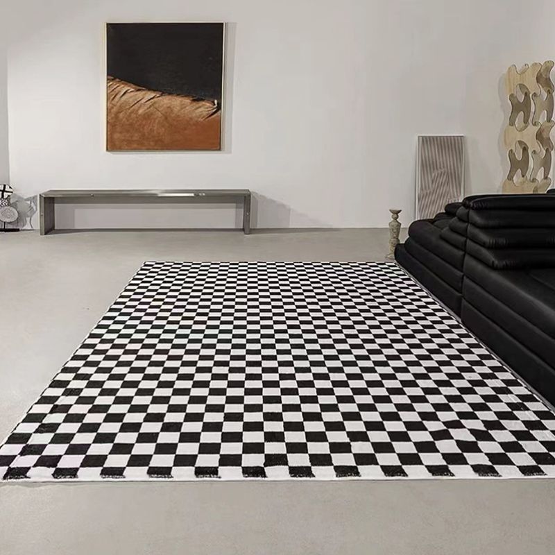 Green Chessboard Print Rug Polyester Simple Rug Washabe Rug for Living Room