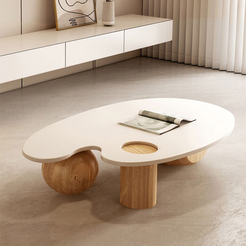 11"H Contemporary Coffee Table Solid Wood White Coffee Cocktail Table