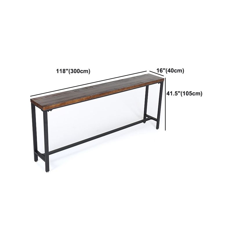 Coffee Shop Rectangle Wood Top Counter Table Iron Base Industrial Bar Table