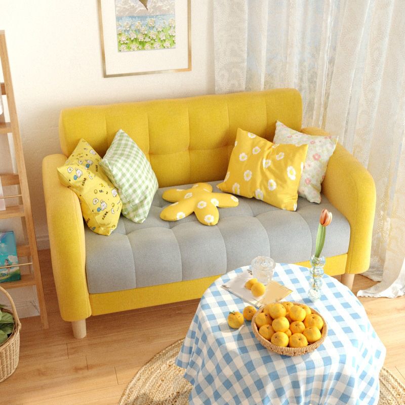 27.55" High Square Arm Sofa Chenille Sofa with Biscuit Back for Apartment