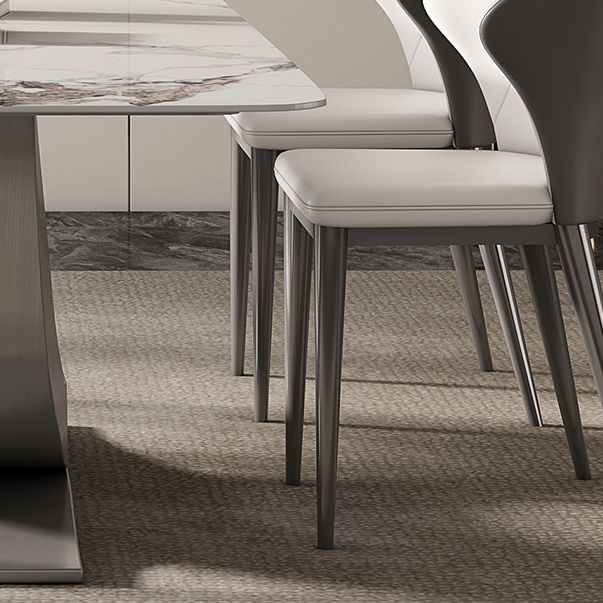 Modern Style Pedestal Dining Table Sintered Stone Rectangle Table for Home