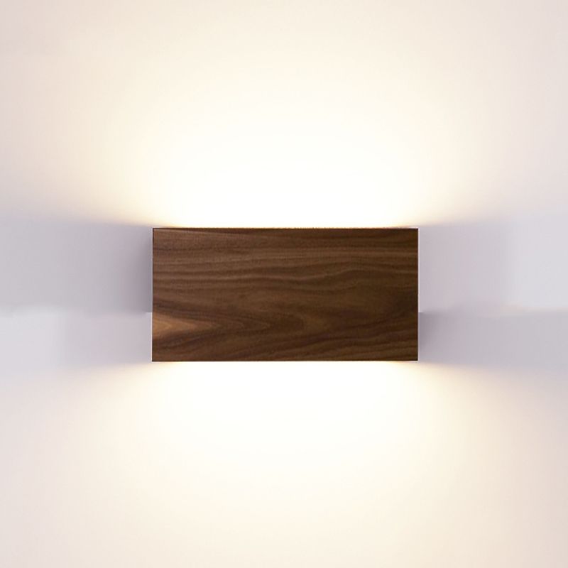 Éclair mural en bois carré de style moderne 1 montage mural clair luminaire en marron