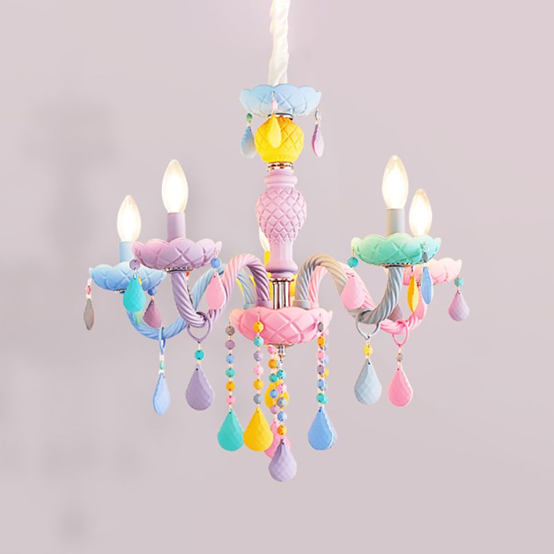 Veelkleurige kaarsenvormige kroonluchter lichte meid slaapkamer macaron verlichting hanger