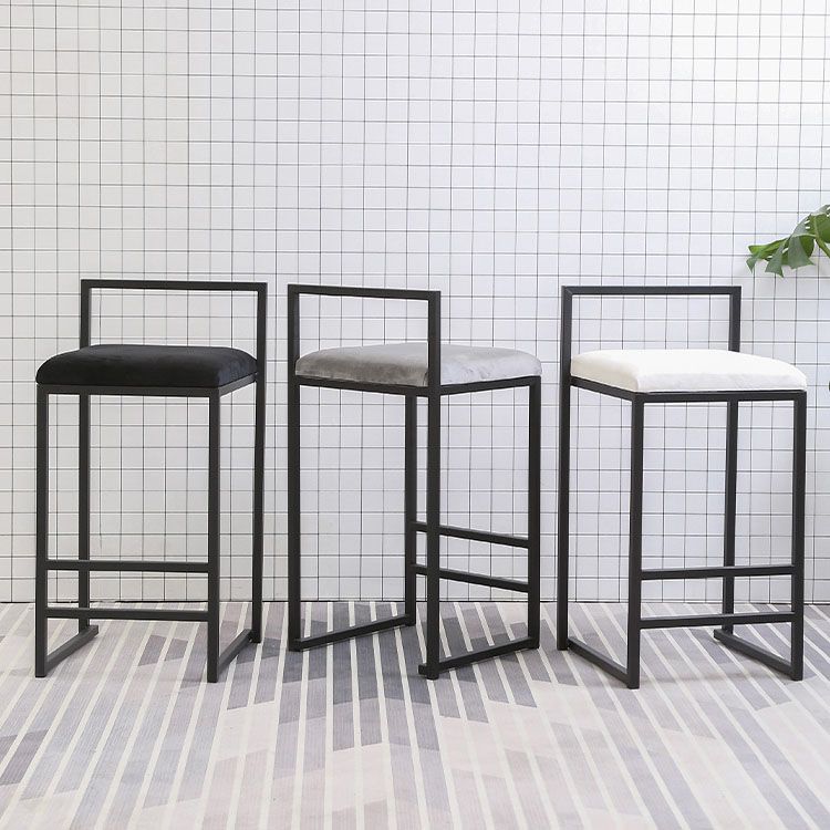 Modern Rectangle Bar Stool Backrest Footrest Counter Stool with Velvet Cushion