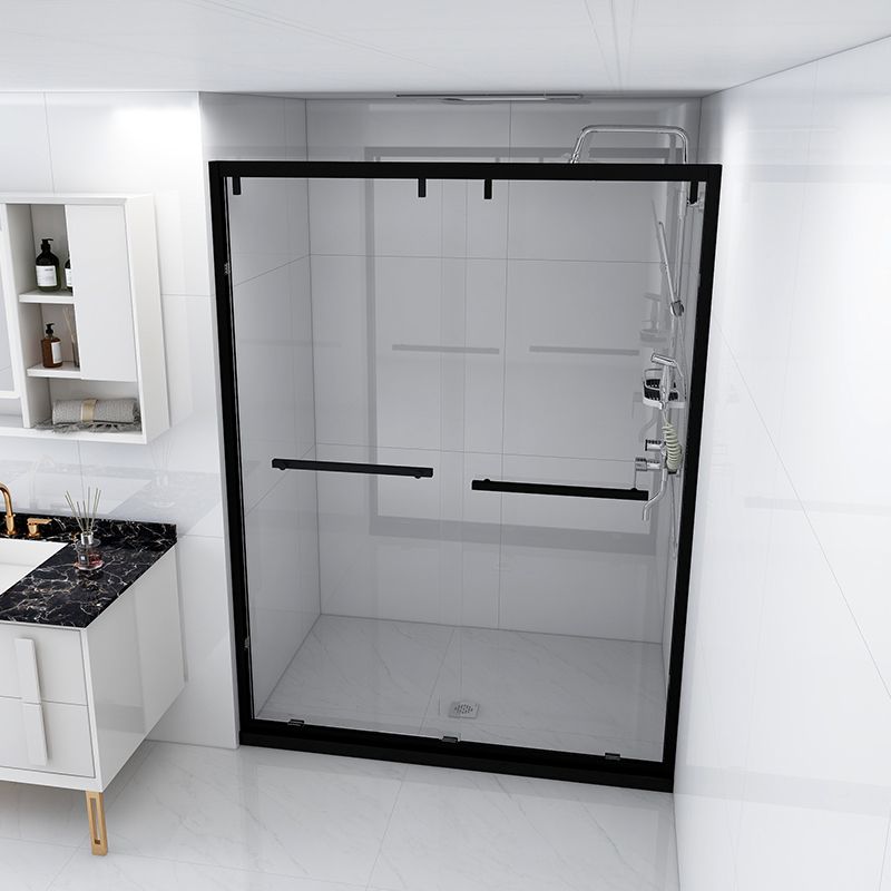 Tempered Glass Shower Bath Door Transparent Metal Semi Frameless Sliding Shower Door