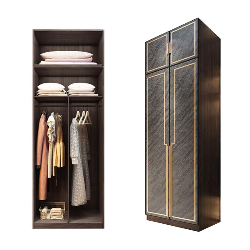 Mirrored Finish Cabinet with Grey Glass Doors Contemporary Interior Storage Cabinet