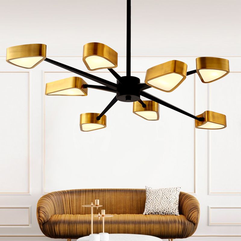 Post-Modern Metal Hanging Chandelier Light Triangular Ceiling Chandelier in Gold for Living Room