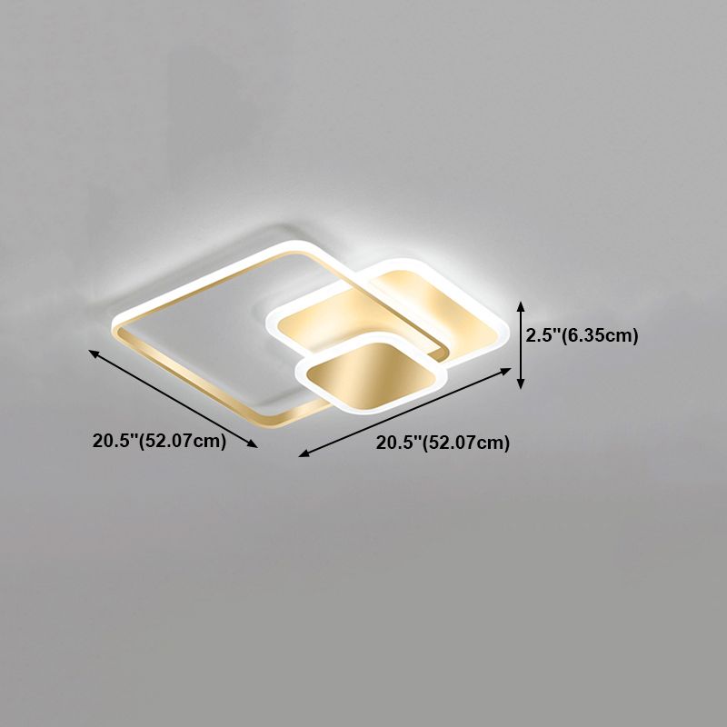 Simplicity Lighting Fixture Gold LED Flush Mounted Ceiling Lights with Acrylic Shade